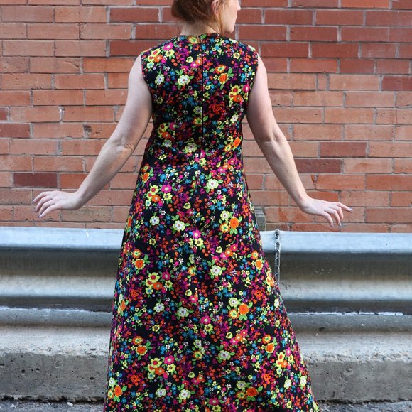 Vintage 70s day glo floral maxi - Picture 6 of 6